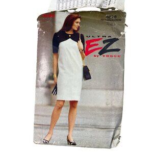 90s Ultra EZ By Vogue Misses Dress Pattern 8678 Sizes 14-16-18 Vintage 1993 CUT
